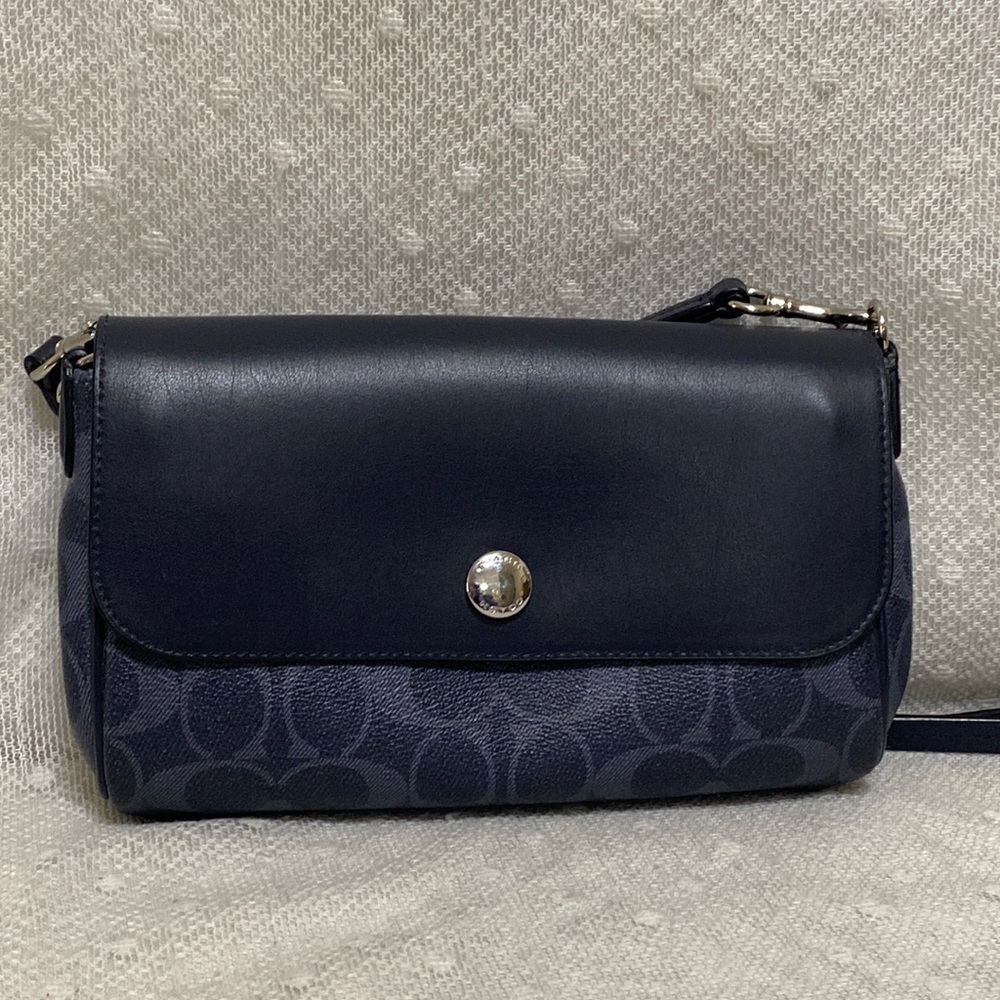 Coach Reversible Signature Canvas Crossbody In Denim … Gem